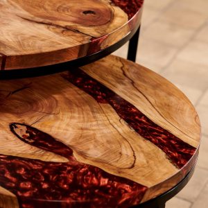 Custom resin furniture in Newtownabbey, Northern Ireland with natural timber