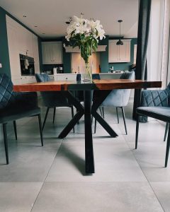 Resin table detail shot in Newtownabbey, Northern Ireland showing grain and epoxy