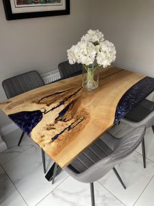 Resin wood table handcrafted in Newtownabbey, Northern Ireland workshop