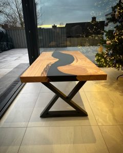 Resin coffee table crafted in Newtownabbey, Northern Ireland with clear epoxy finish