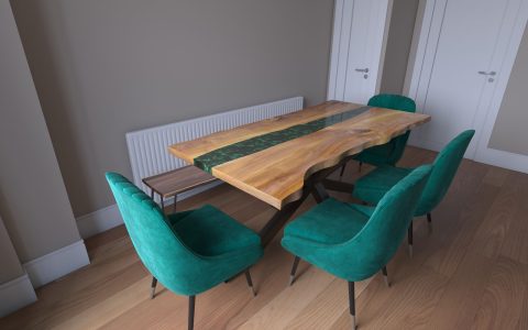 Resin table installation in Northern Ireland dining space