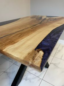 Custom resin chopping board in Northern Ireland kitchen setting