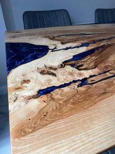 Unique epoxy resin table in Northern Ireland craftsmanship detail