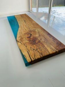 Resin coffee table detail in Newtownabbey, Northern Ireland finish